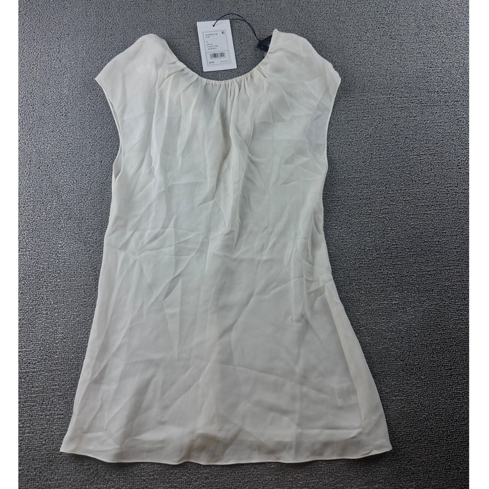 Theory Top Women P White Shirred Nk Silk Georgette Sleeveless Chic J0202501